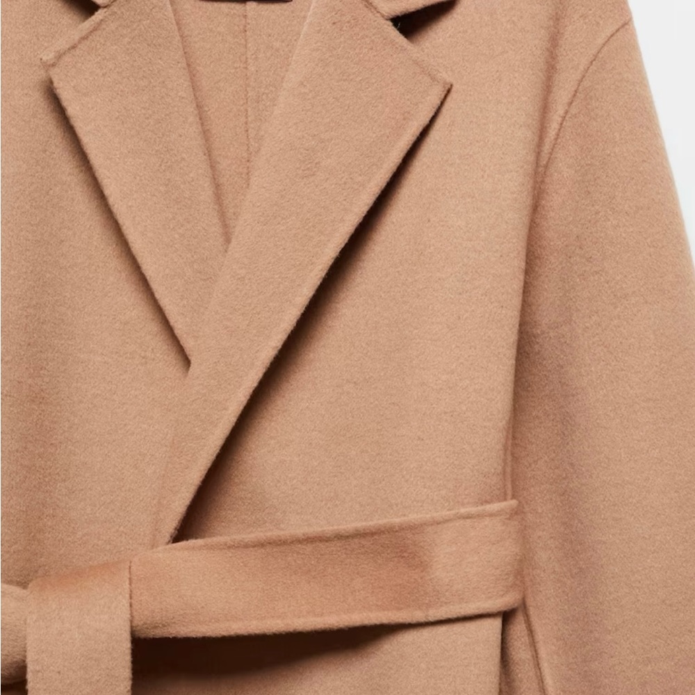 Mango Camel Belted Wool-Blend Pea Coat - Picture 2 of 6
